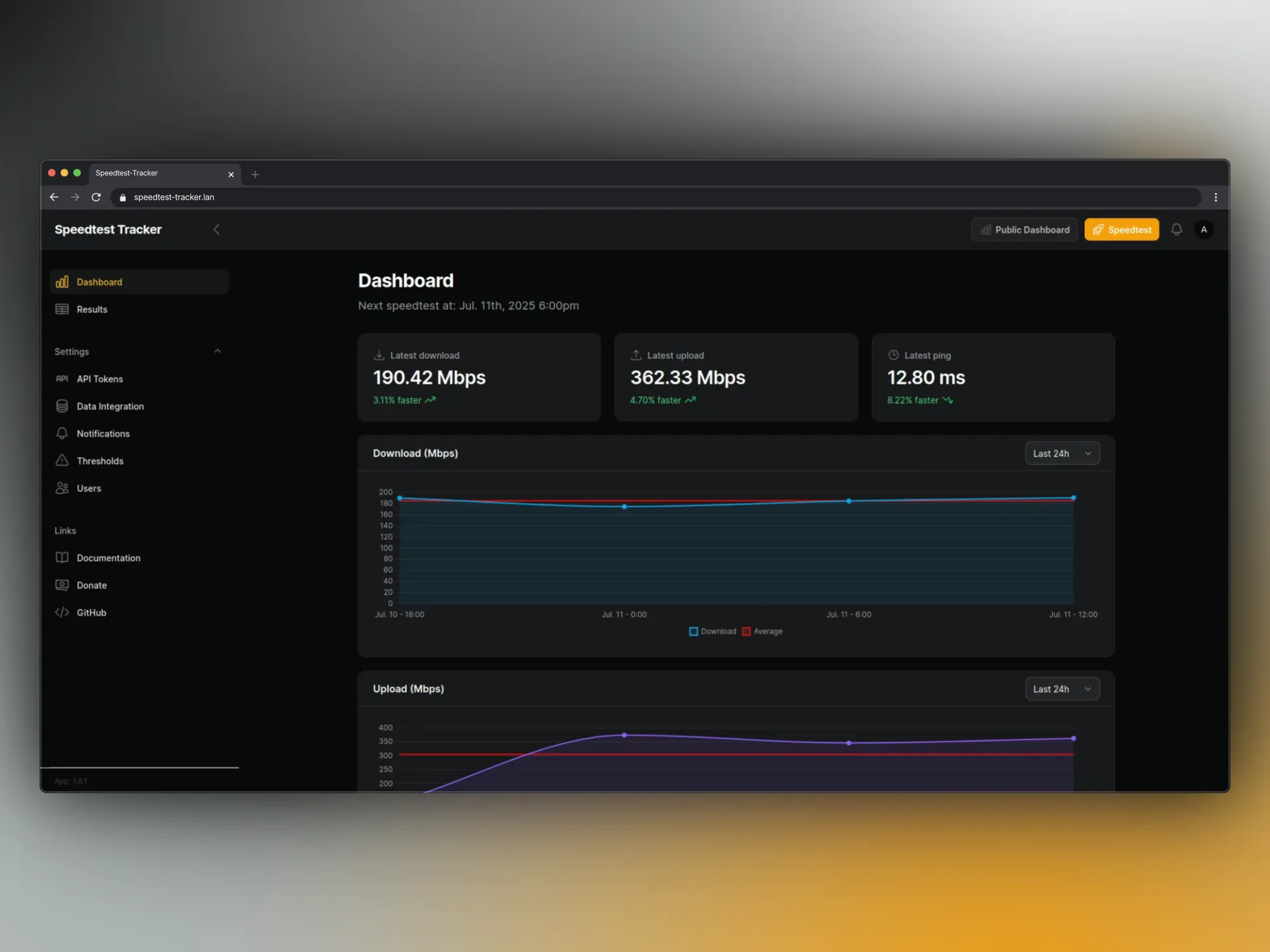 Speedtest-tracker page